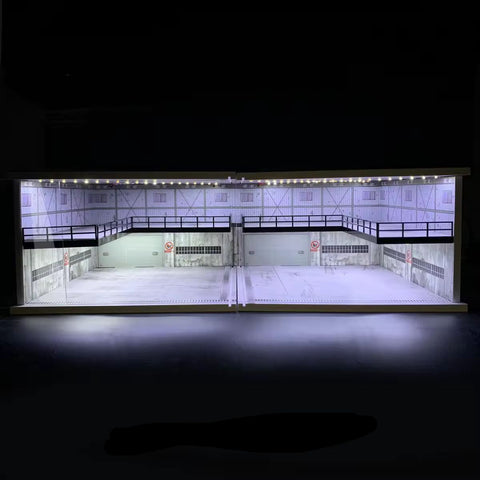 1/64 Workshop Car Garage Display Model Diorama Kit w/LED Lighting - DOUBLE (B+B)