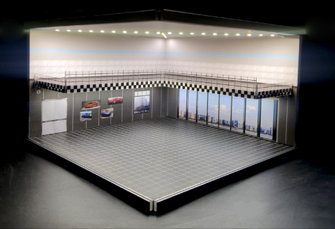 1/64 Showroom Car Garage Display Model Diorama Kit w/LED Lighting - SINGLE (A)